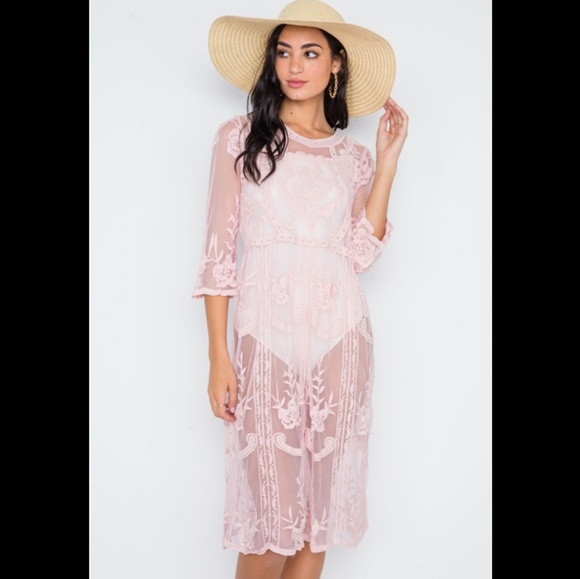 Floral Embroidered Beach Dress Size S/M - Picture 2 of 6